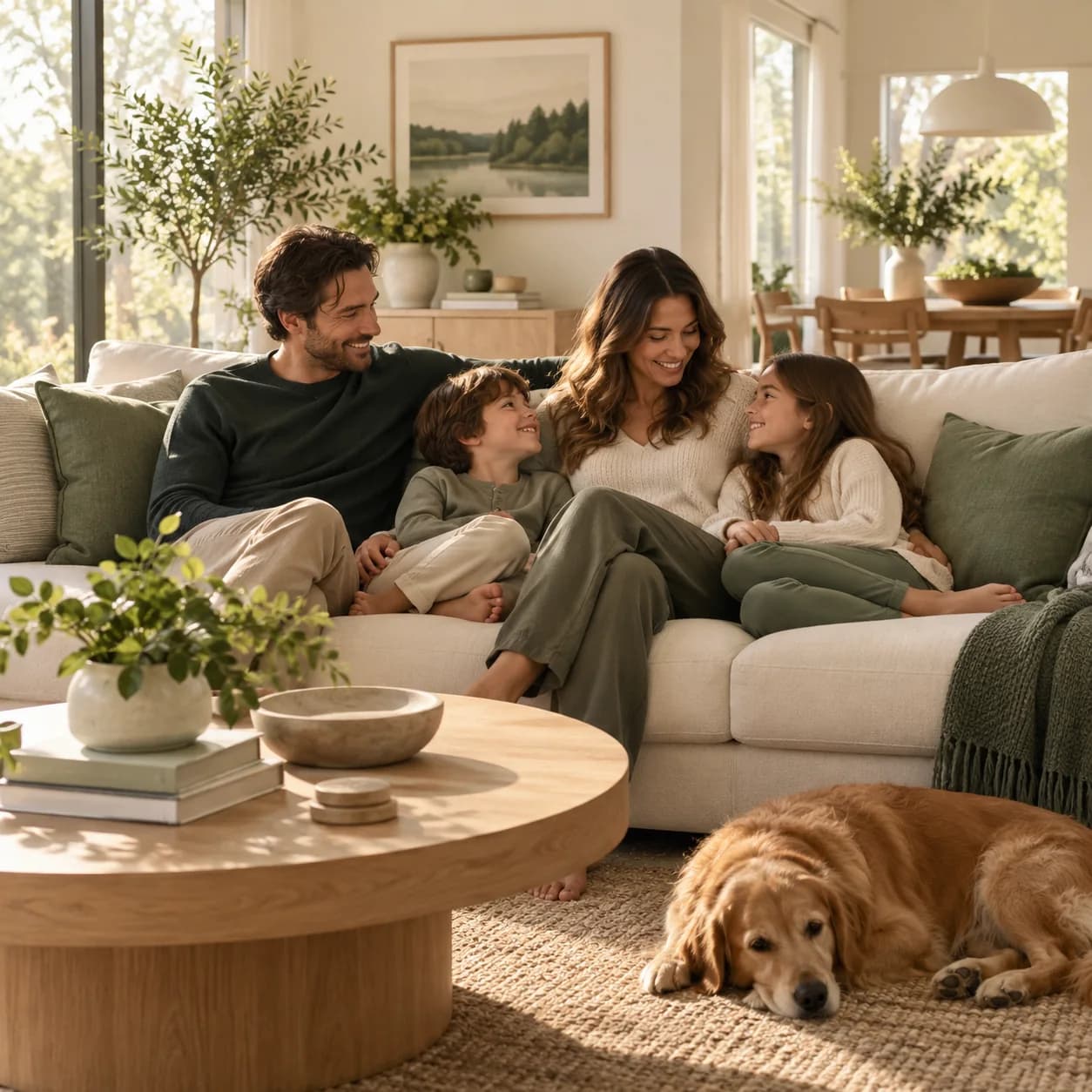 Family relaxing together at home